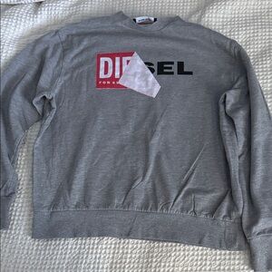 Diesel Gray Crewneck with Red and Black Logo